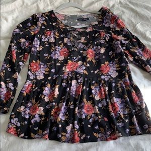 American Eagle Foral Tie Blouse